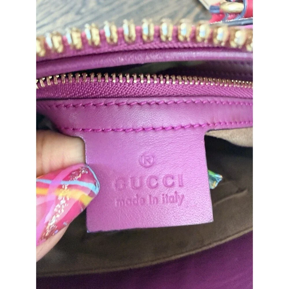 Authentic Gucci GG Supreme Tote Multicolor Pink Leather Top Handle Crossbody